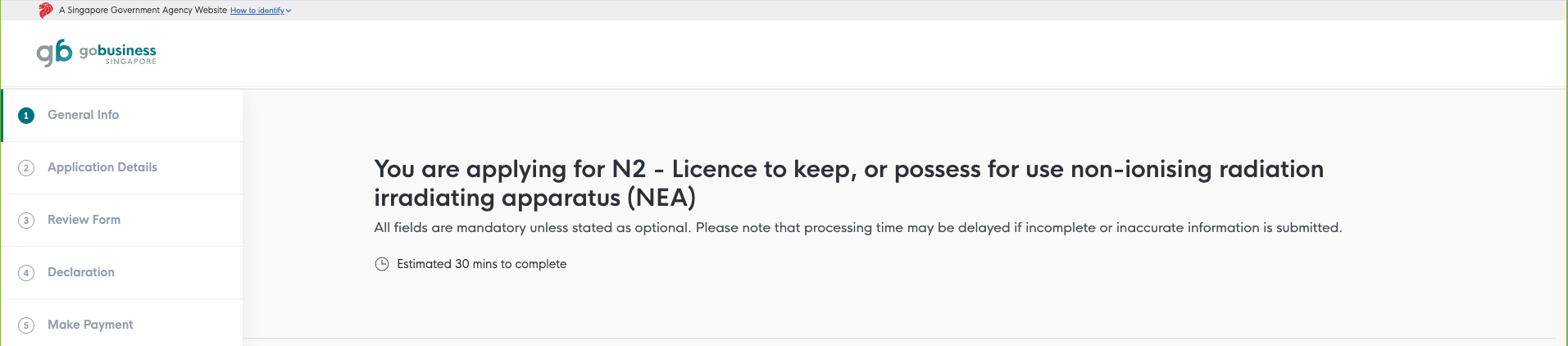 Screenshot of NEA N2 application